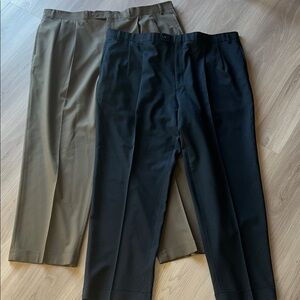 Ralph Lauren Total Comfort Men's Wool Dress Pants 42X30 Navy Brown Pleats Cuffed